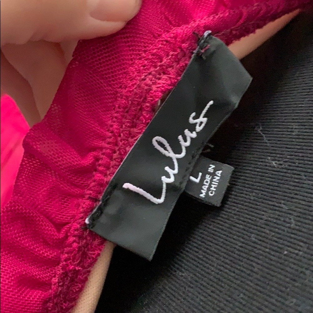 Lulu’s Ruched Fuchsia Mini Dress - Picture 5 of 6